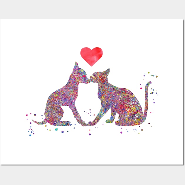 Cat and dog kissing Wall Art by RosaliArt